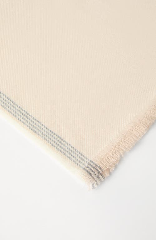 Brunello Cucinelli Cashmere Stripe-detail Diagonal Scarf In Buff