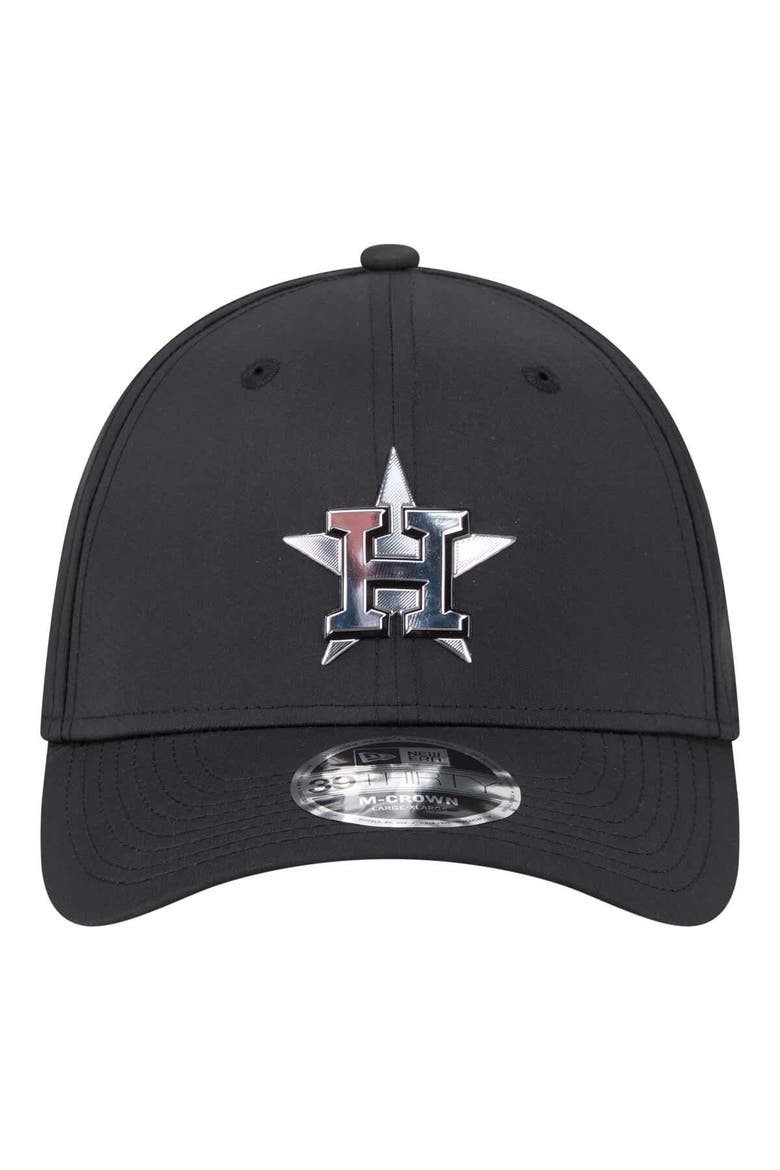 Men's New Era  Black Houston Astros Metallic 39THIRTY M-Crown Flex Hat, Alternate, color, Black