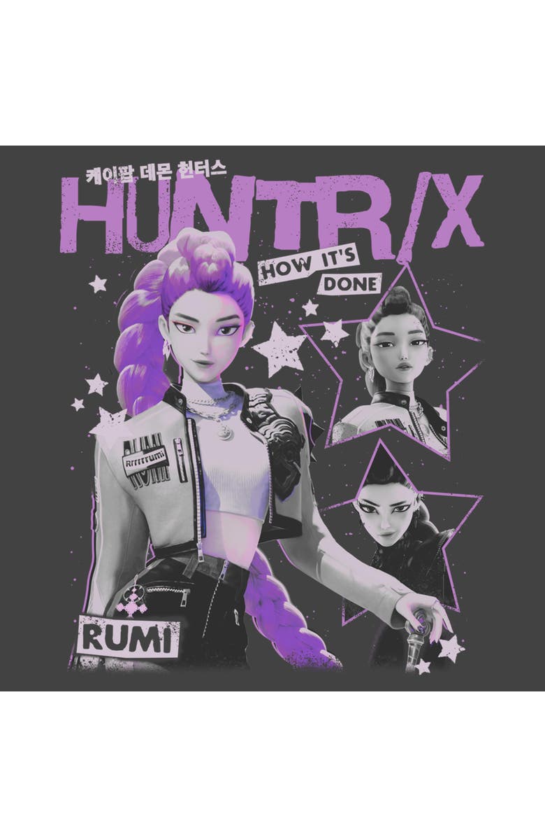 KPop Demon Hunters Boy's KPop Demon Hunters Pop Star Huntrix Rumi Graphic T-Shirt, Alternate, color, Charcoal