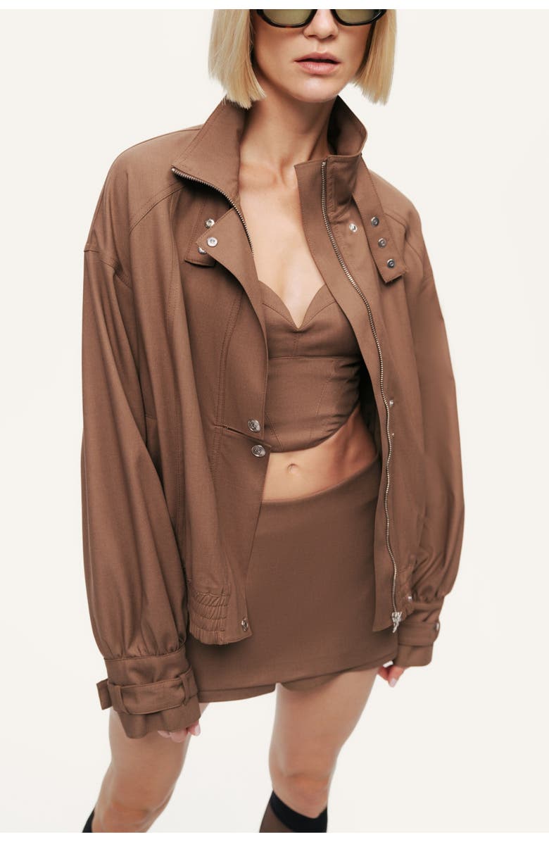 Nocturne Tailored Wrap Mini Skort, Alternate, color, Brown