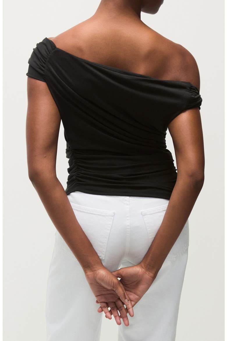 Delanna One-Shoulder Jersey Top, Alternate, color, BLACK