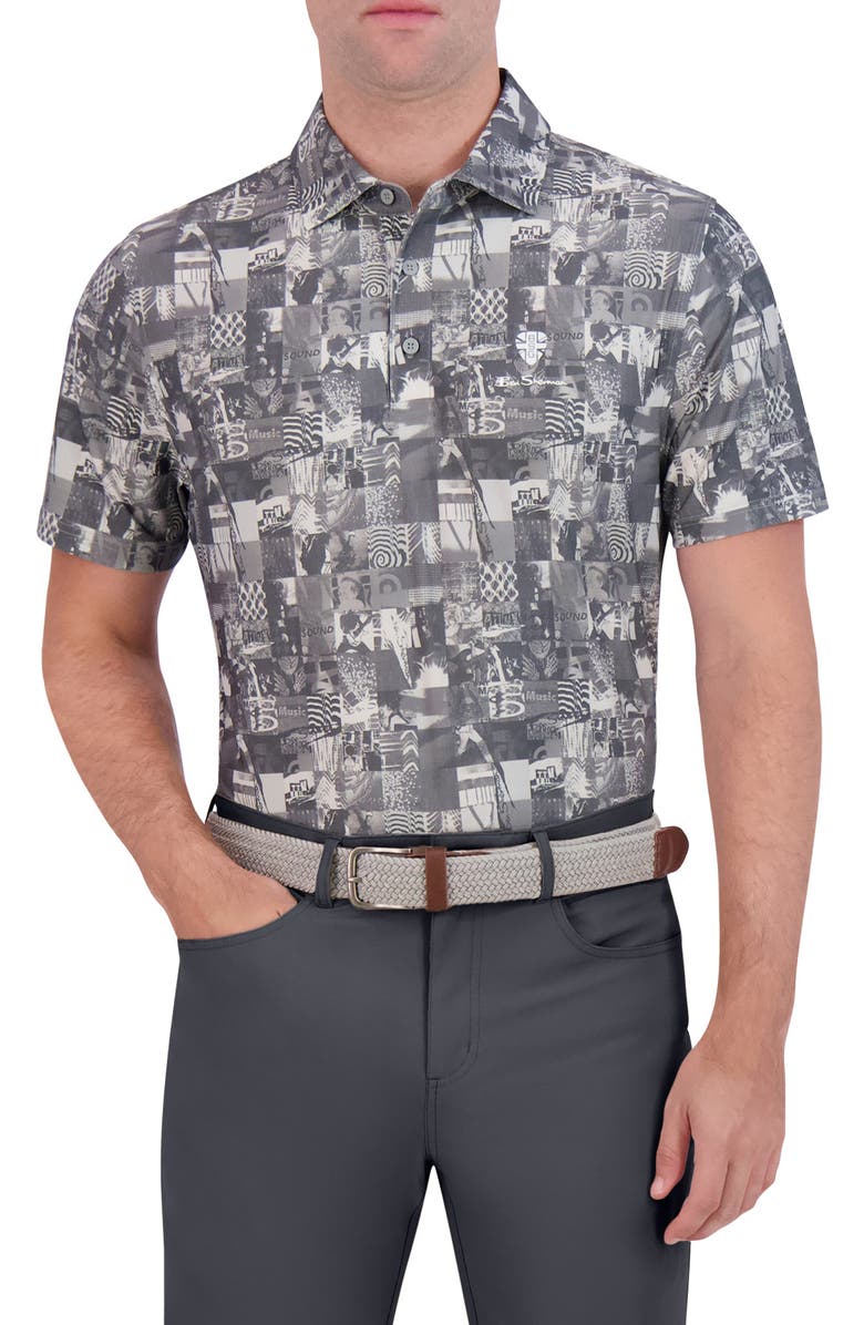 Ben Sherman Collage Tech Jersey Golf Polo, Main, color, Light Grey