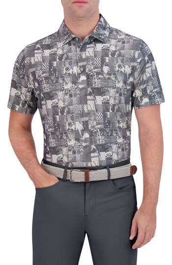 Ben Sherman Collage Tech Jersey Golf Polo In Gray