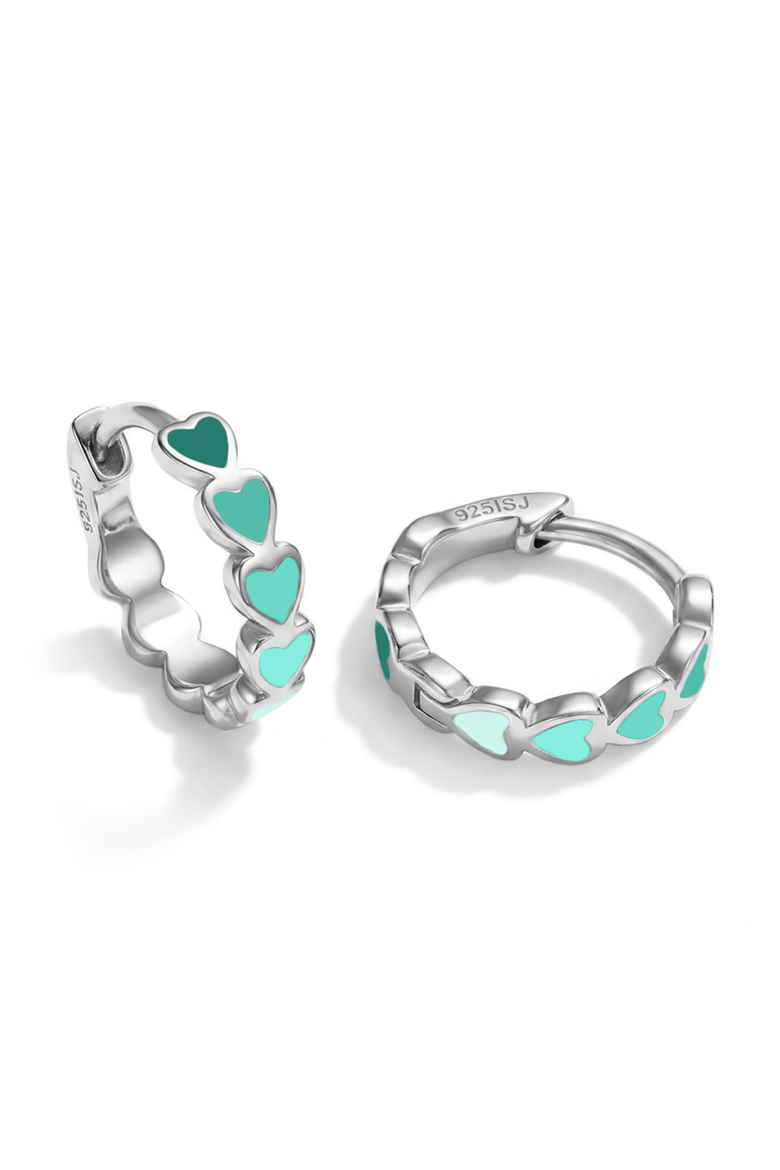 Heart Cascade Huggie Hoops, Main, color, Green