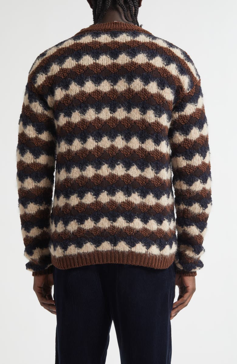 Moncler Wool Blend Crewneck Sweater, Alternate, color, Beige/ Blue/ Brown