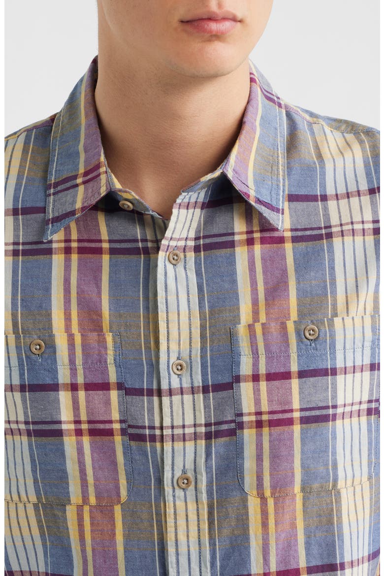 Wayne Plaid Button-Up Work Shirt, Alternate, color, BLUE MULTI