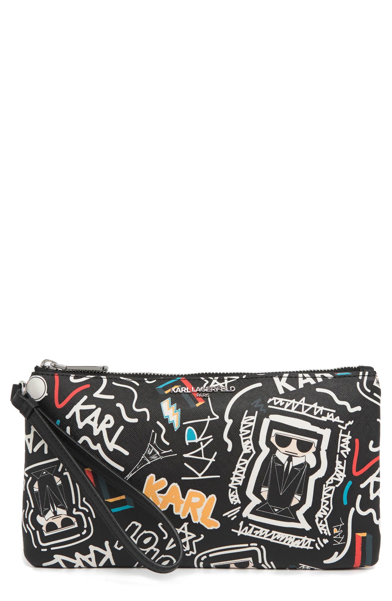 KARL LAGERFELD PARIS Maybelle Printed Wrist Pouch, Main, color, 
