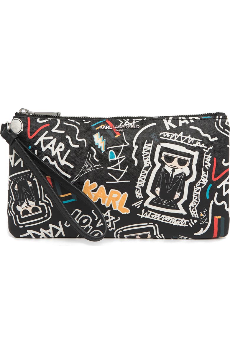 KARL LAGERFELD PARIS Maybelle Printed Wrist Pouch, Main, color,