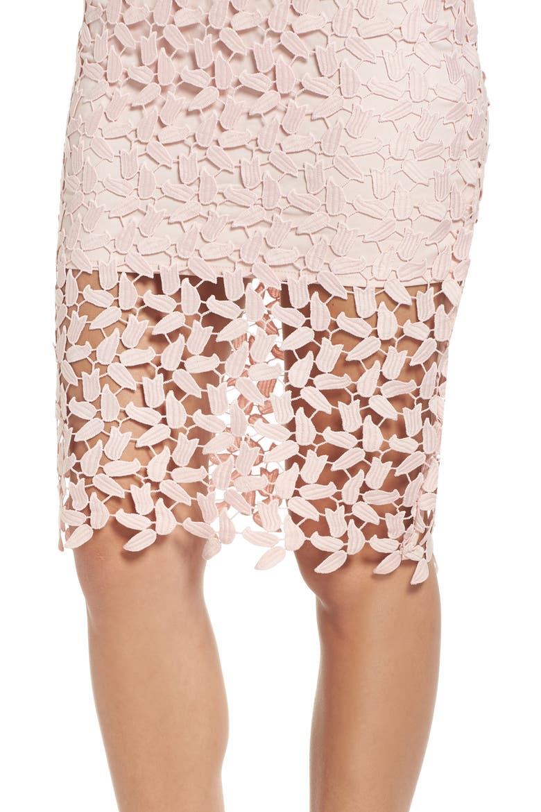 Gemma Halter Lace Sheath Dress, Alternate, color, ROSEWATER