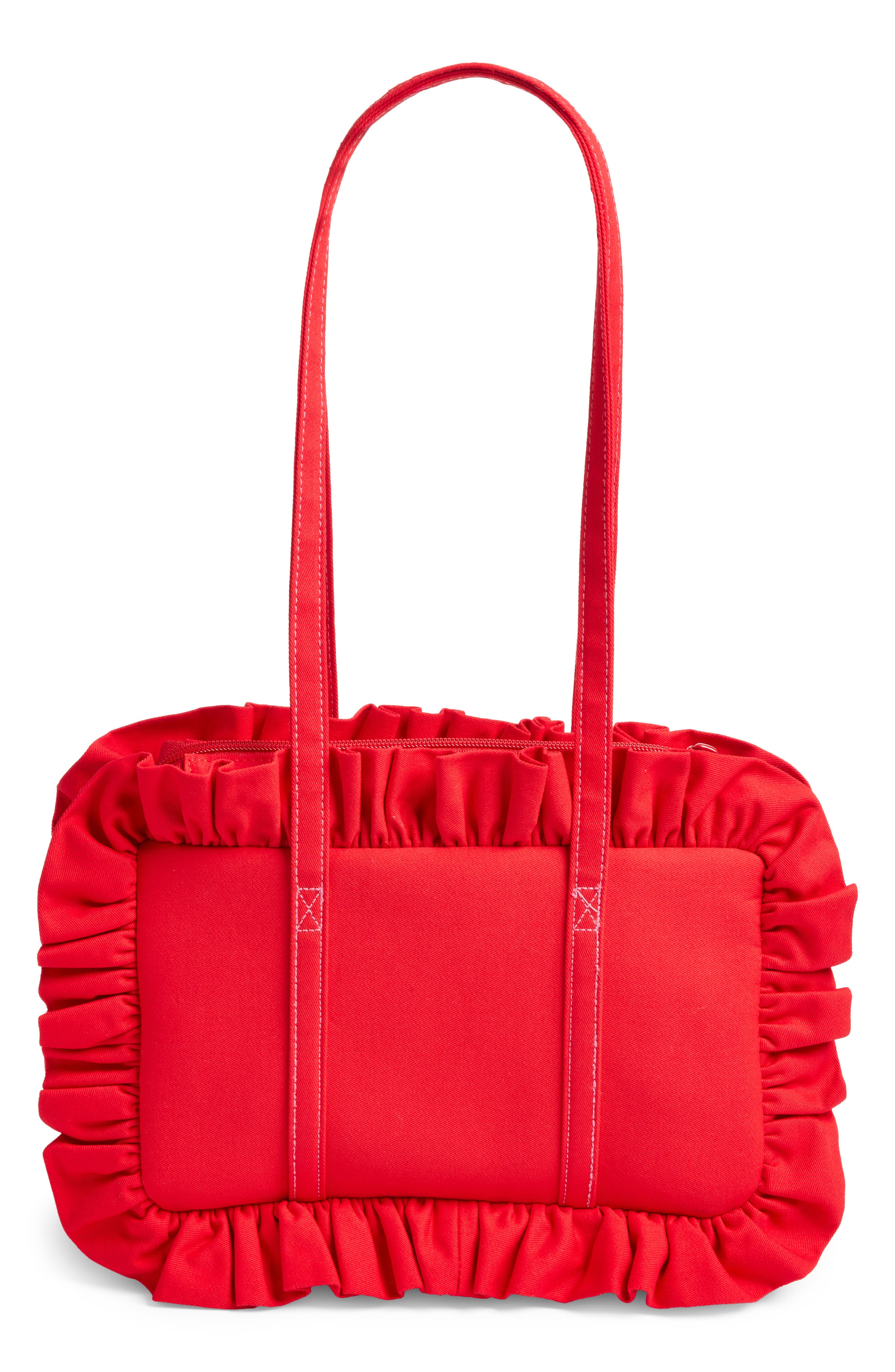 Ruffle Twill Bowler Bag, Alternate, color, RED