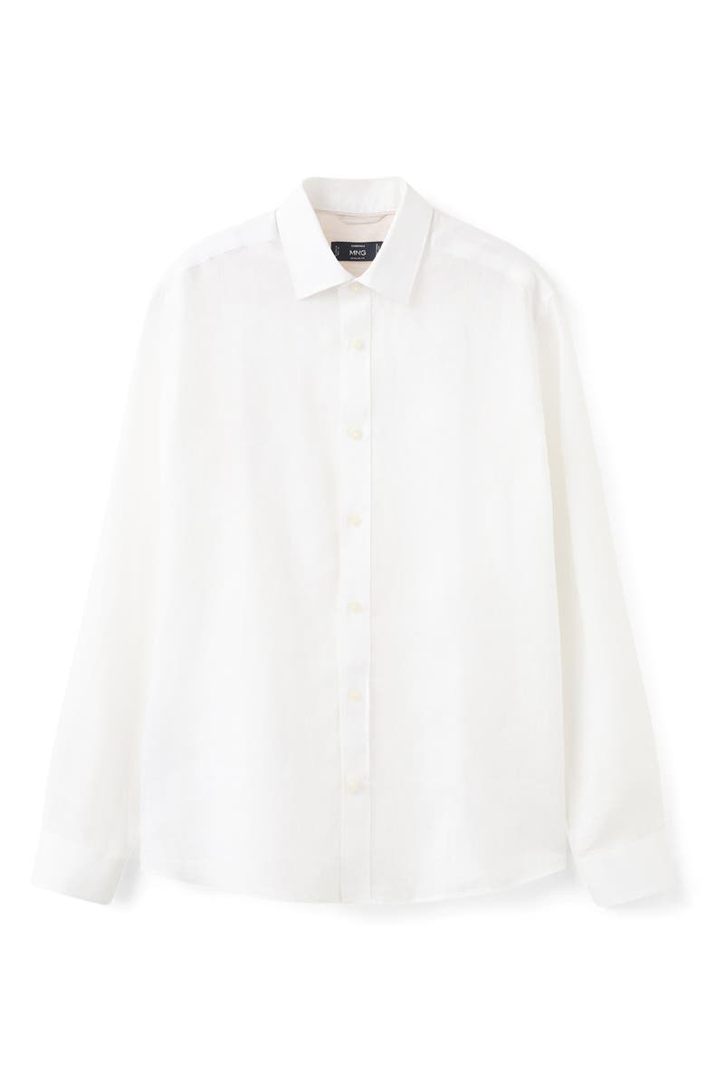 MANGO x Casper Ruud Regular Fit Linen Button-Up Shirt, Alternate, color, White
