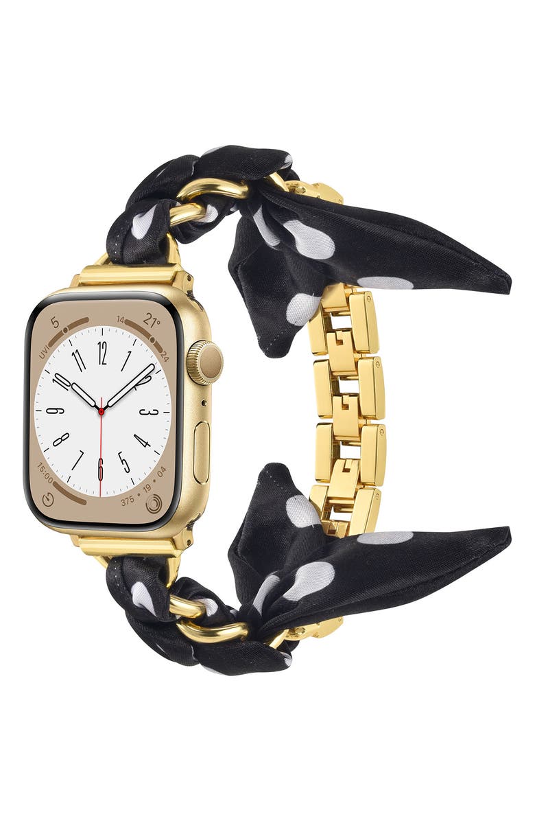 RItech Polka Dot Scarf & Chain Watch Band, Alternate, color, Black