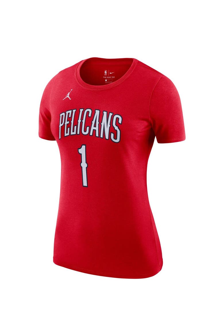 Women's Jordan Brand Zion Williamson Red New Orleans Pelicans Statement Edition Name & Number T-Shirt, Alternate, color, Red