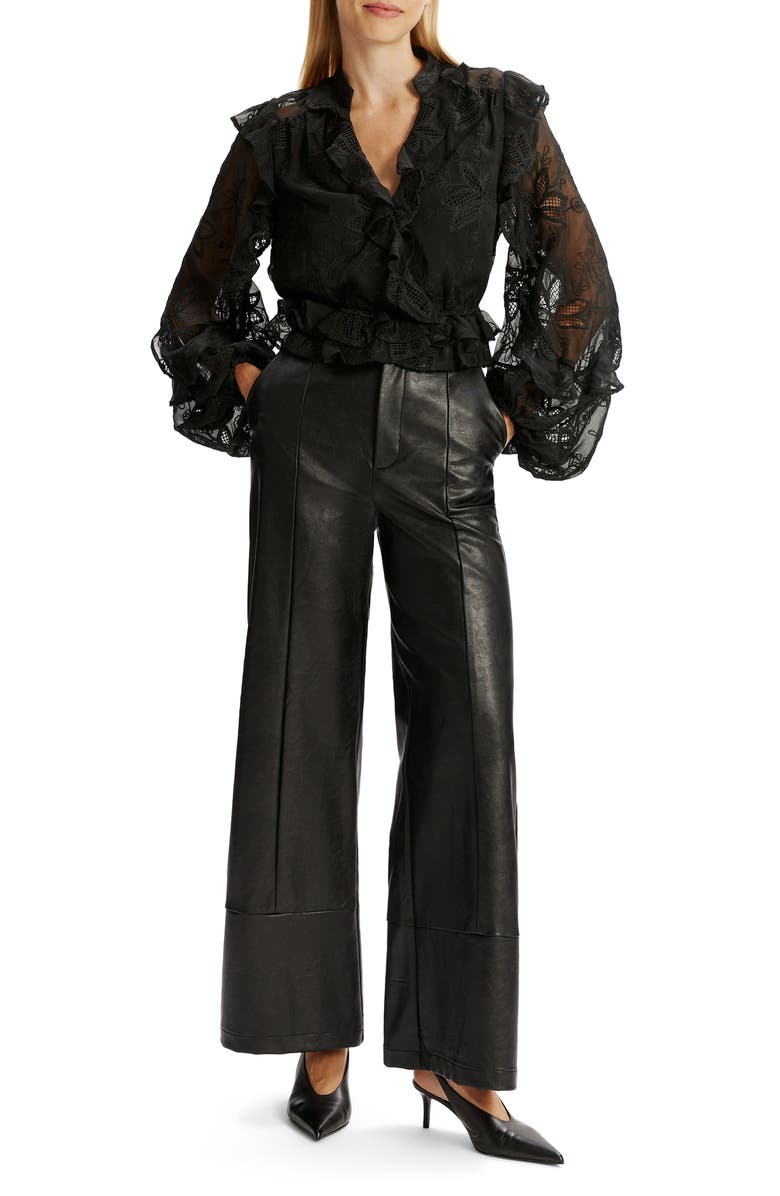 Bardot Embroidered Frill Top, Alternate, color, 