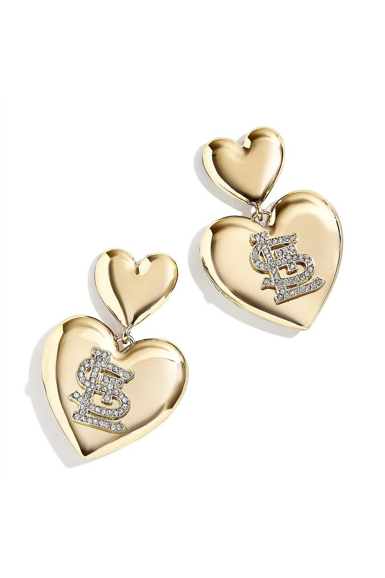 x Baublebar St. Louis Cardinals Heart Statement Drop Earrings, Main, color, Gold
