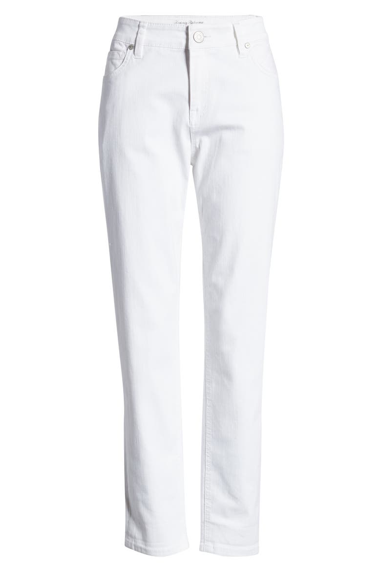 Ella Twill Slim Boyfriend White Jeans, Alternate, color, WHITE