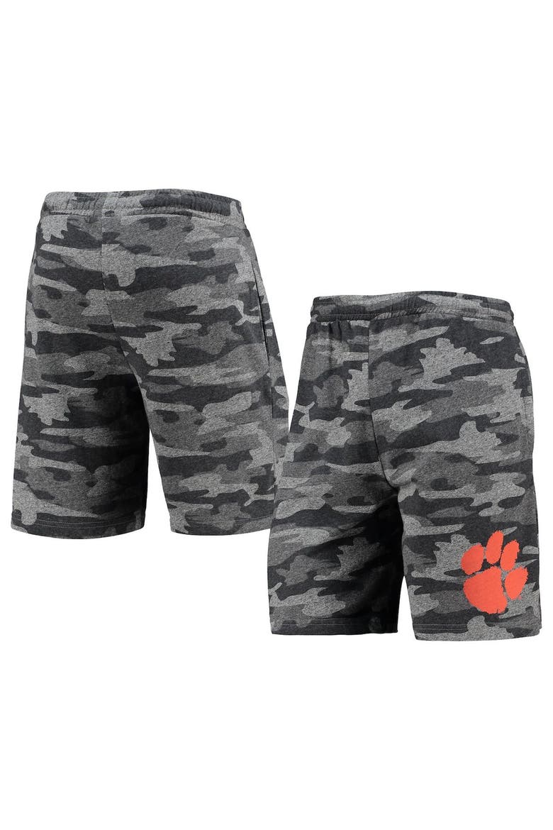 Men's Concepts Sport Charcoal/Gray Clemson Tigers Camo Backup Terry Jam Lounge Shorts, Main, color, Charcoal
