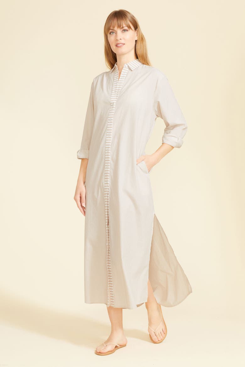Riga Striped Shirt Dress, Main, color, Tan Stripes