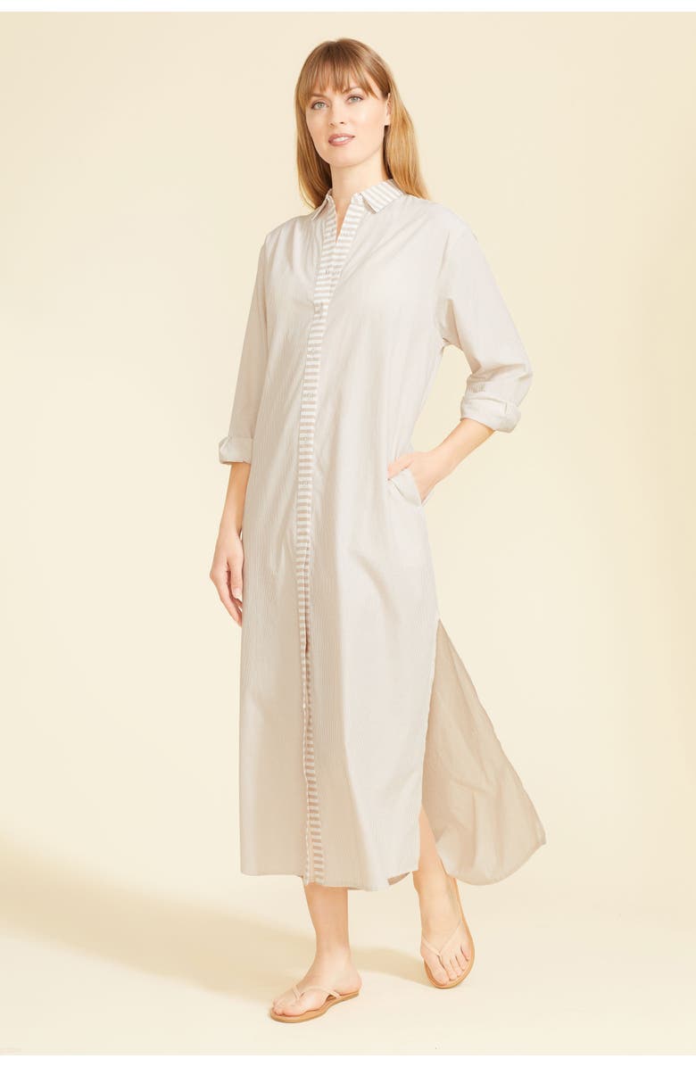 SITANO Riga Striped Shirt Dress, Main, color, Tan Stripes