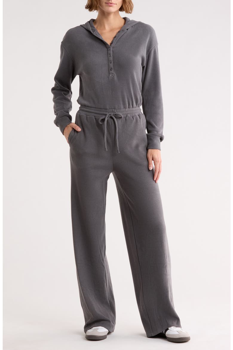 Hooded Henley Jumpsuit, Main, color, CHARCOAL