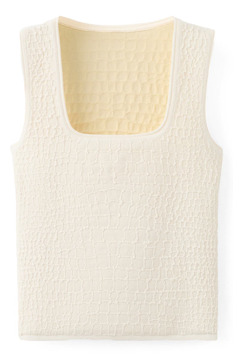MANGO Croc Embossed Knit Tank, Alternate, color, Ecru