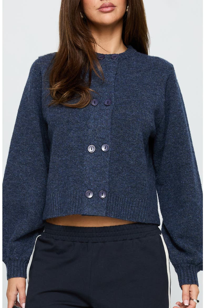 Kammi Double Button Crop Cardigan, Main, color, NAVY