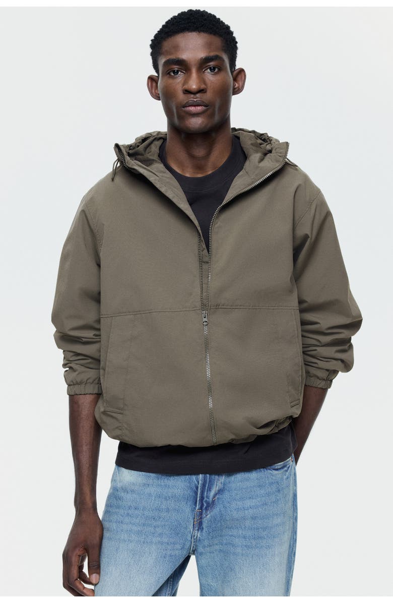 H&M Water-repellent Nylon Windbreaker, Alternate, color, Dark Taupe