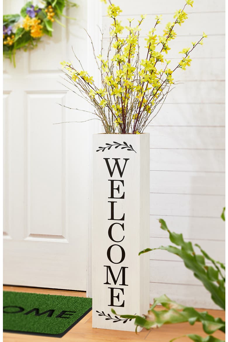 Double Sided Solid Wood Boxed "WELCOME PORCH" Porch Sign, Alternate, color, White