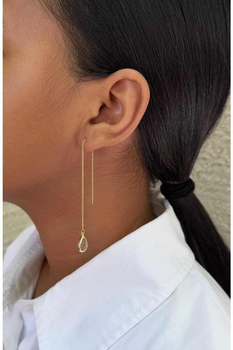 Crystal Teardrop Threader Earrings, Alternate, color, GOLD