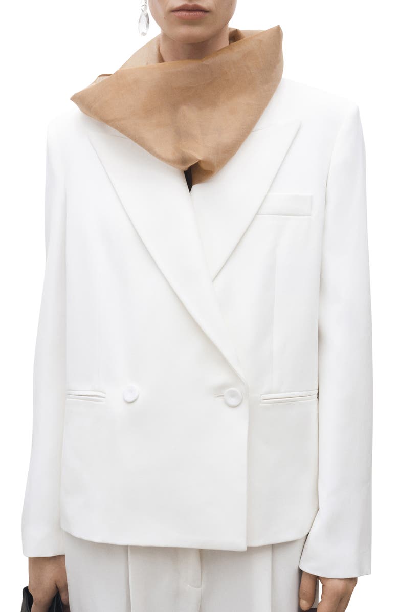 MANGO Oversize Double Breasted Blazer, Main, color, White