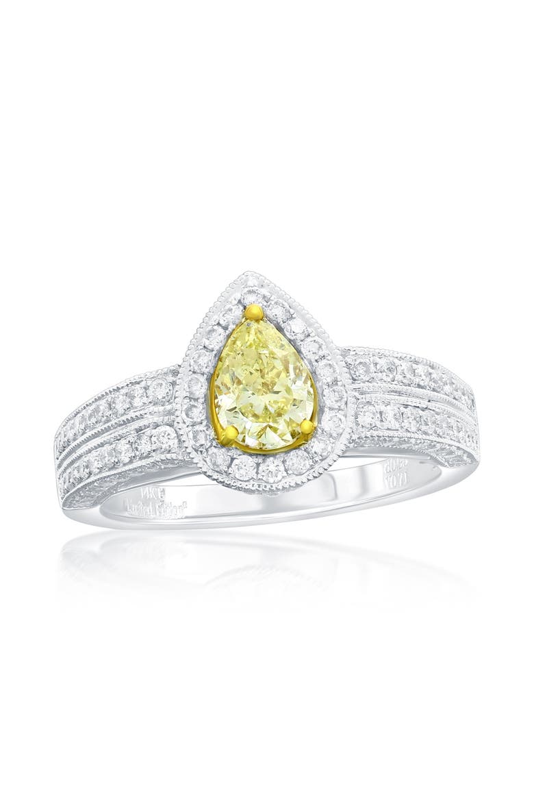 14K White & Yellow Gold 0.71ct Yellow Diamond & 0.90cttw Diamond Ring, Main, color, Yellow