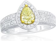 SOUZANA by Suzy Levian 14K White & Yellow Gold 0.71ct Yellow Diamond & 0.90cttw Diamond Ring