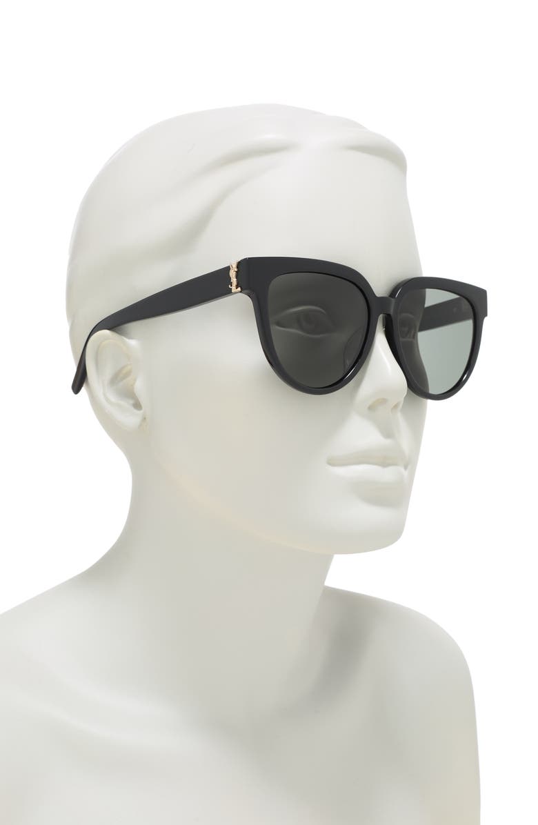 Saint Laurent 55mm Cat Eye Sunglasses, Alternate, color, Black Black Grey/Gry