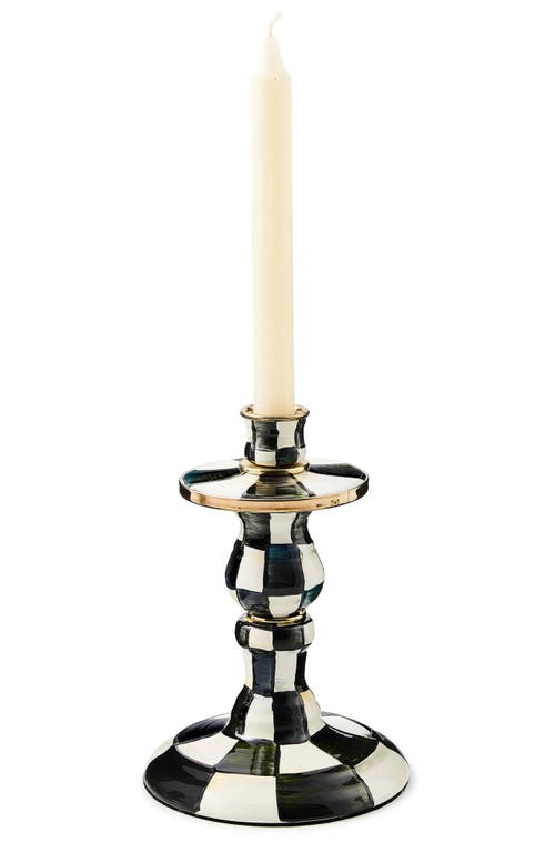 Shop Mackenzie-childs Mackenzie Childs Courtly Check Short Enameled Steel Candleholder