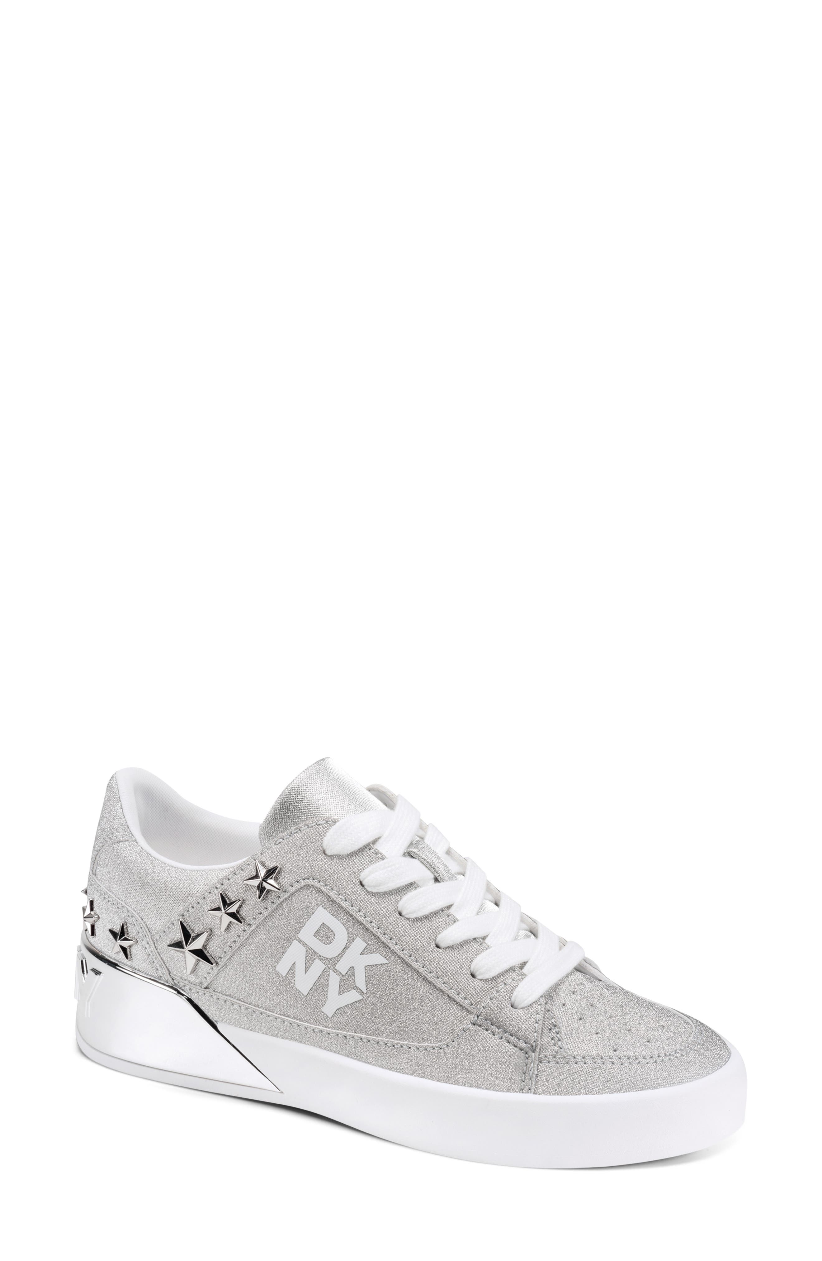 DKNY Manserra Embellished Platform Sneaker, Main, color, Silver