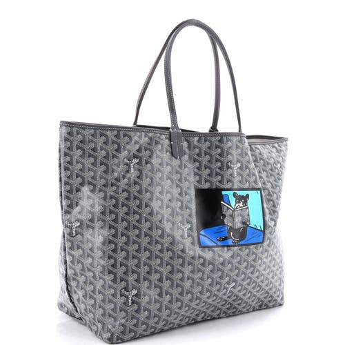 Pre-owned Goyard Goyard Saint Louis Tote Printed Coated Canvas Gm In Gray