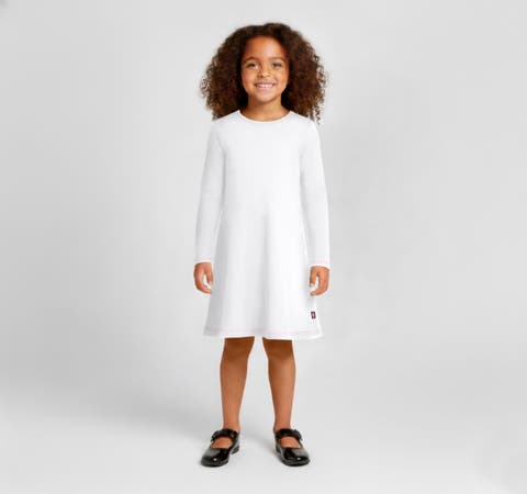 Girl's Soft 100% Cotton Baby Rib Long Sleeve Dress (Toddler/Kids)