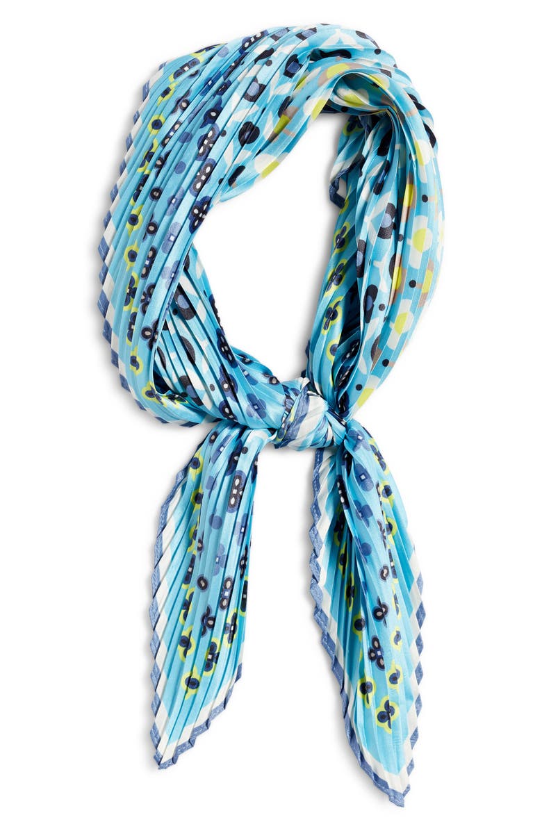 Echo Clover Pleated Diamond Scarf, Main, color, Chambray