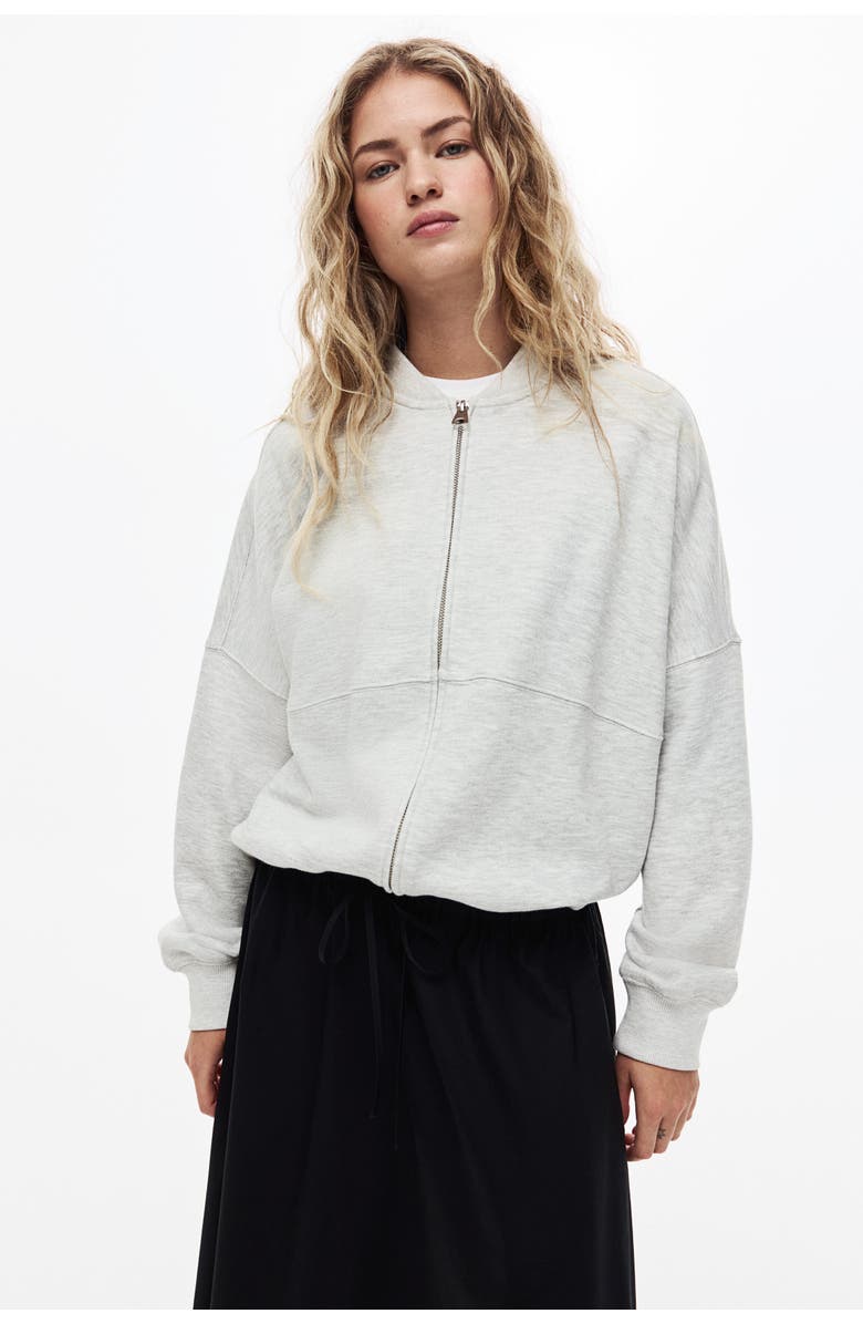 H&M Bomber Jacket, Alternate, color, Light Gray Melange