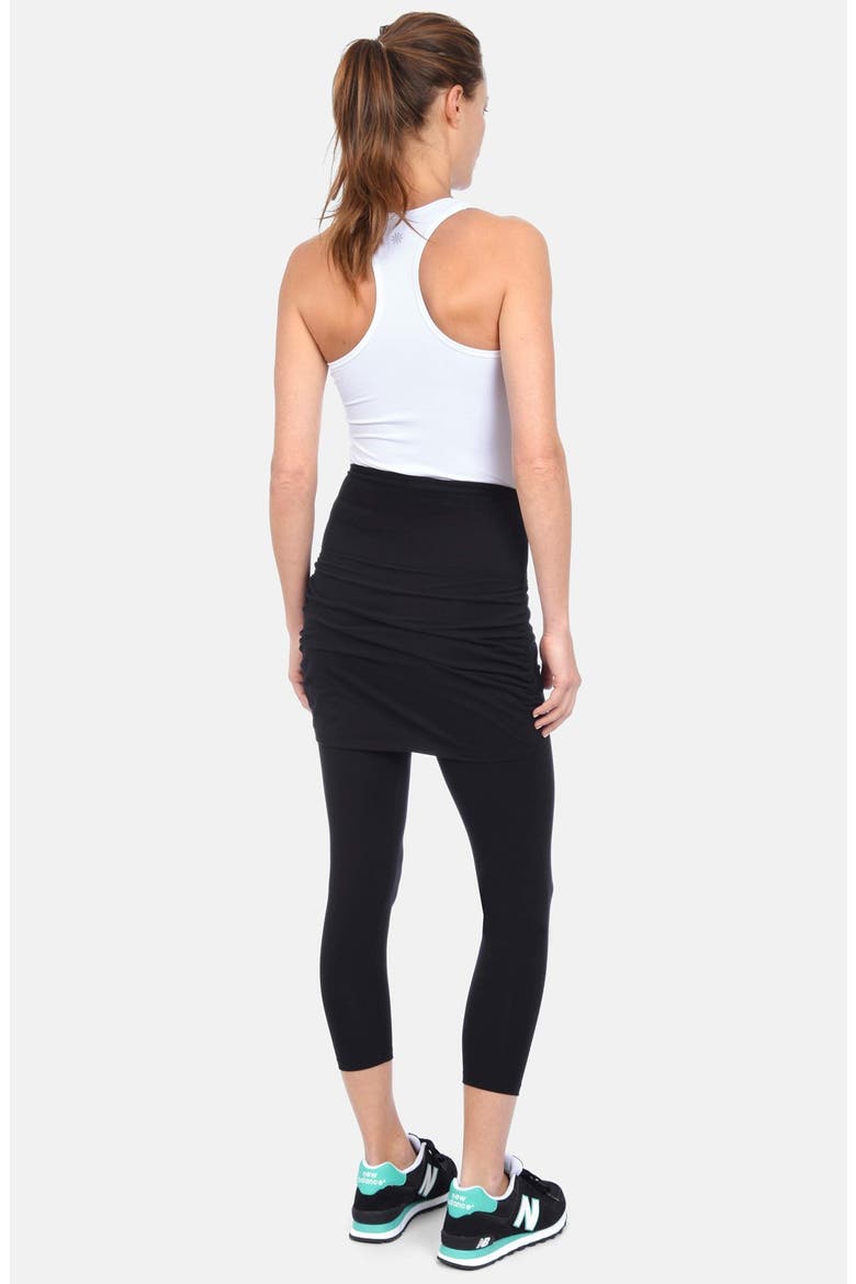 Lyssé Ruched Skirt Control Top Crop Leggings, Alternate, color, BLACK