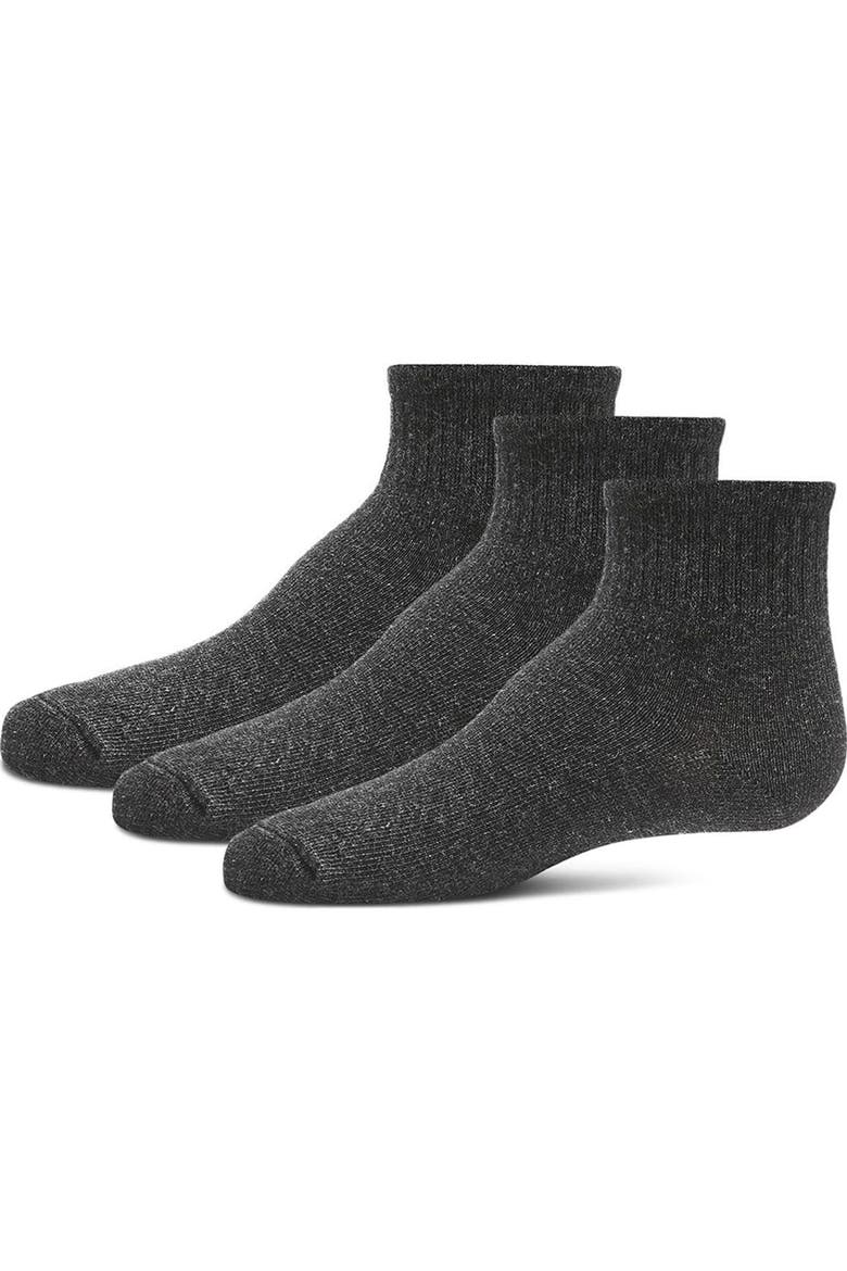 Kids' 3 Pair Pack Mid Cut Cotton Blend Socks, Main, color, Charcoal