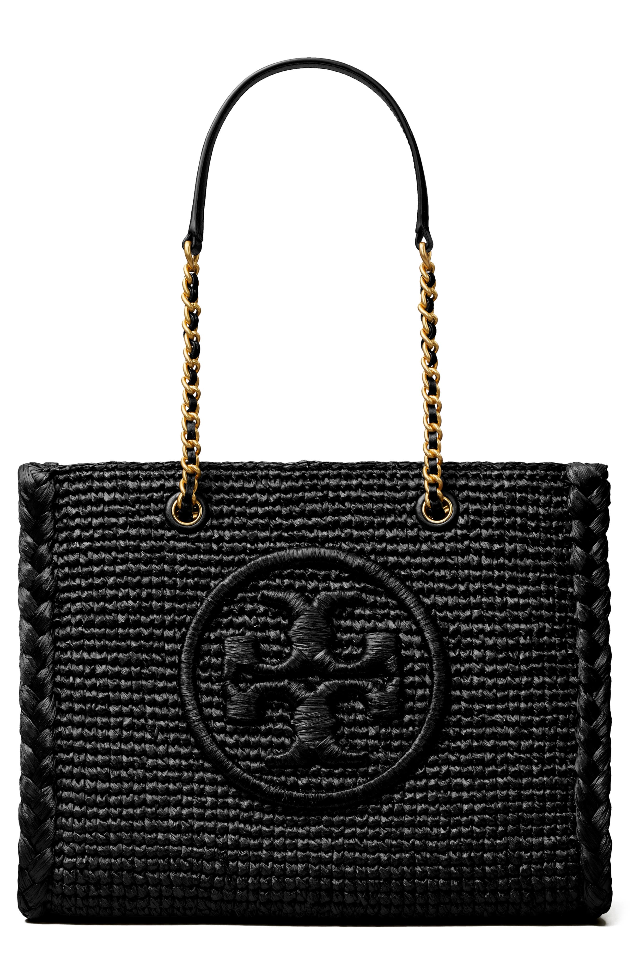 Tory Burch Small Ella Raffia Mélange Chain Tote, Main, color, 