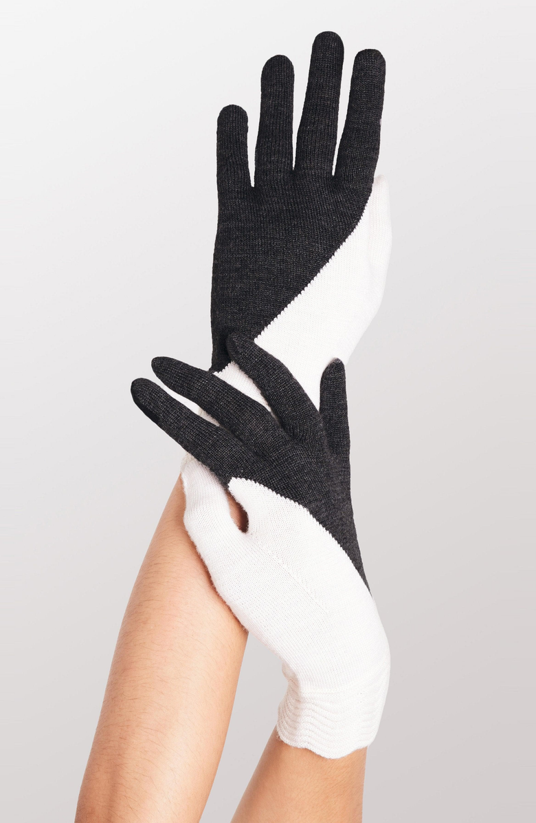 Seymoure Luxury Group Tech Gallery Colorblock Gloves, Alternate, color, Heather Creme/Heather Black