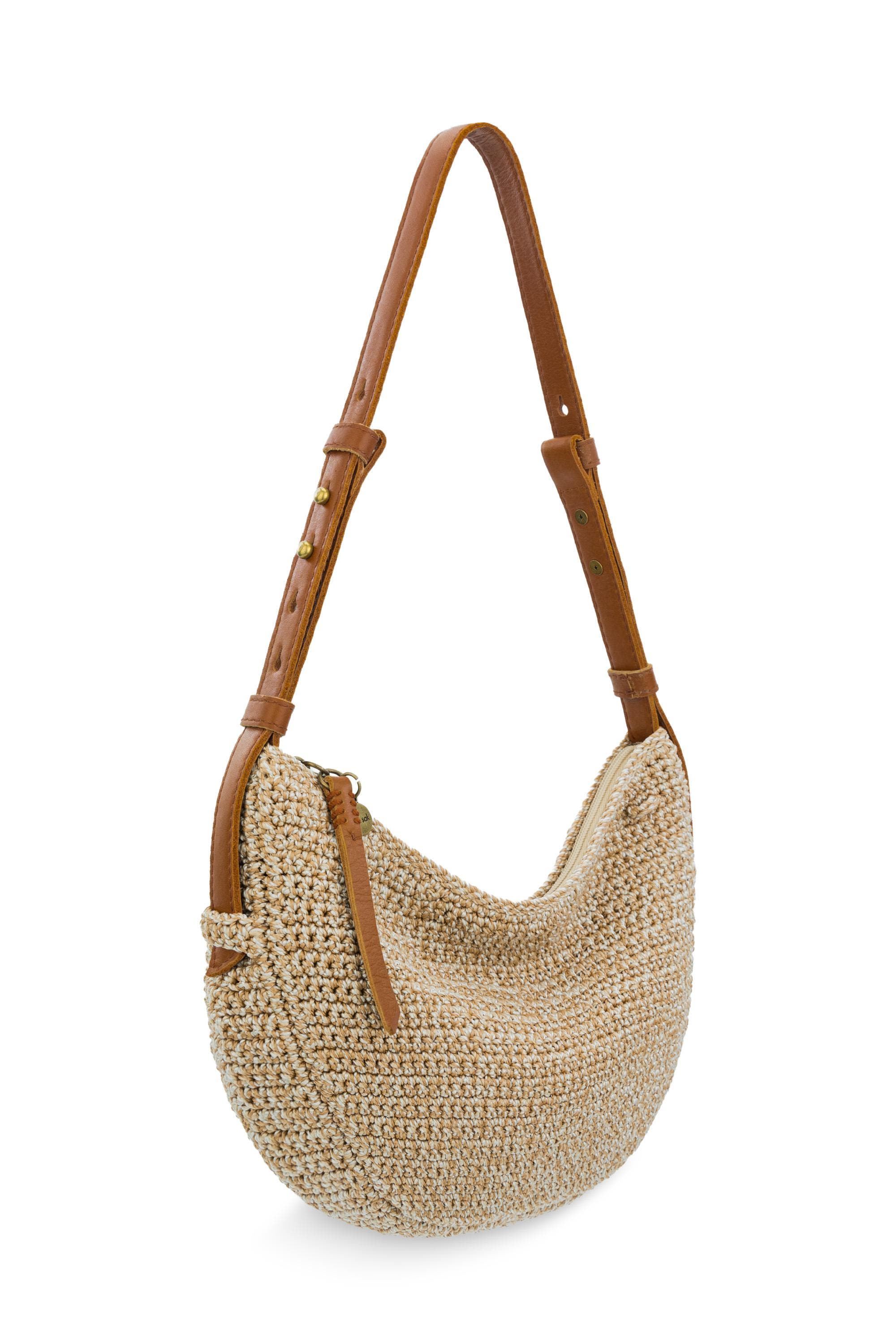 The Sak Tess Shoulder Bag Hand Crochet, Alternate, color, Bamboo Static