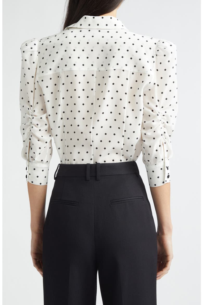 Polka Dot Silk Button-Up Shirt, Alternate, color, IVORY MULTI