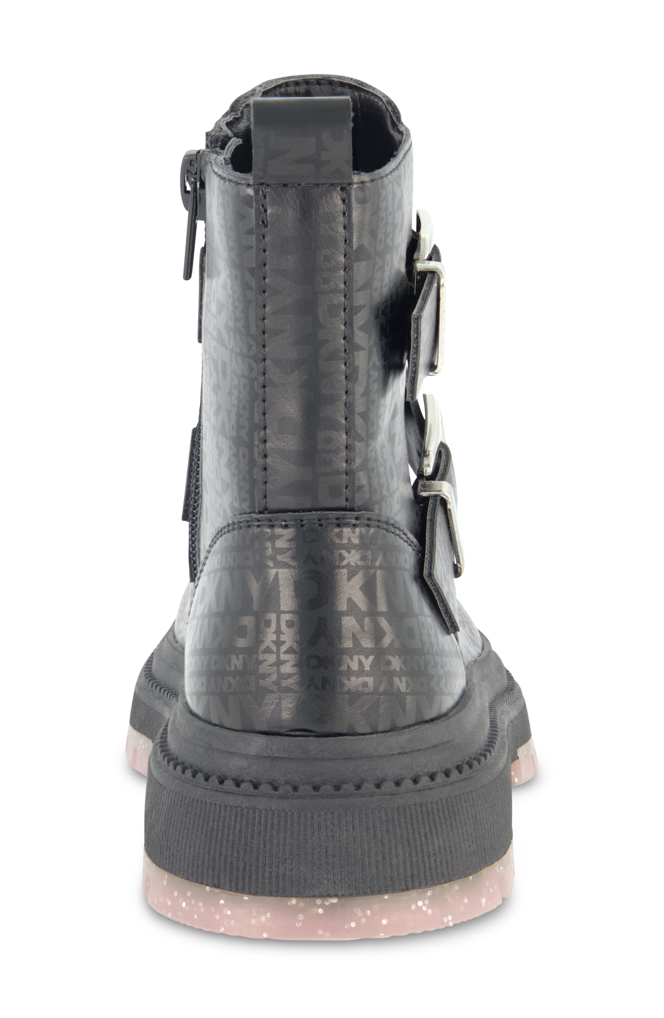 DKNY Kids' Crissa Buckle Boot, Alternate, color, Black / Pink