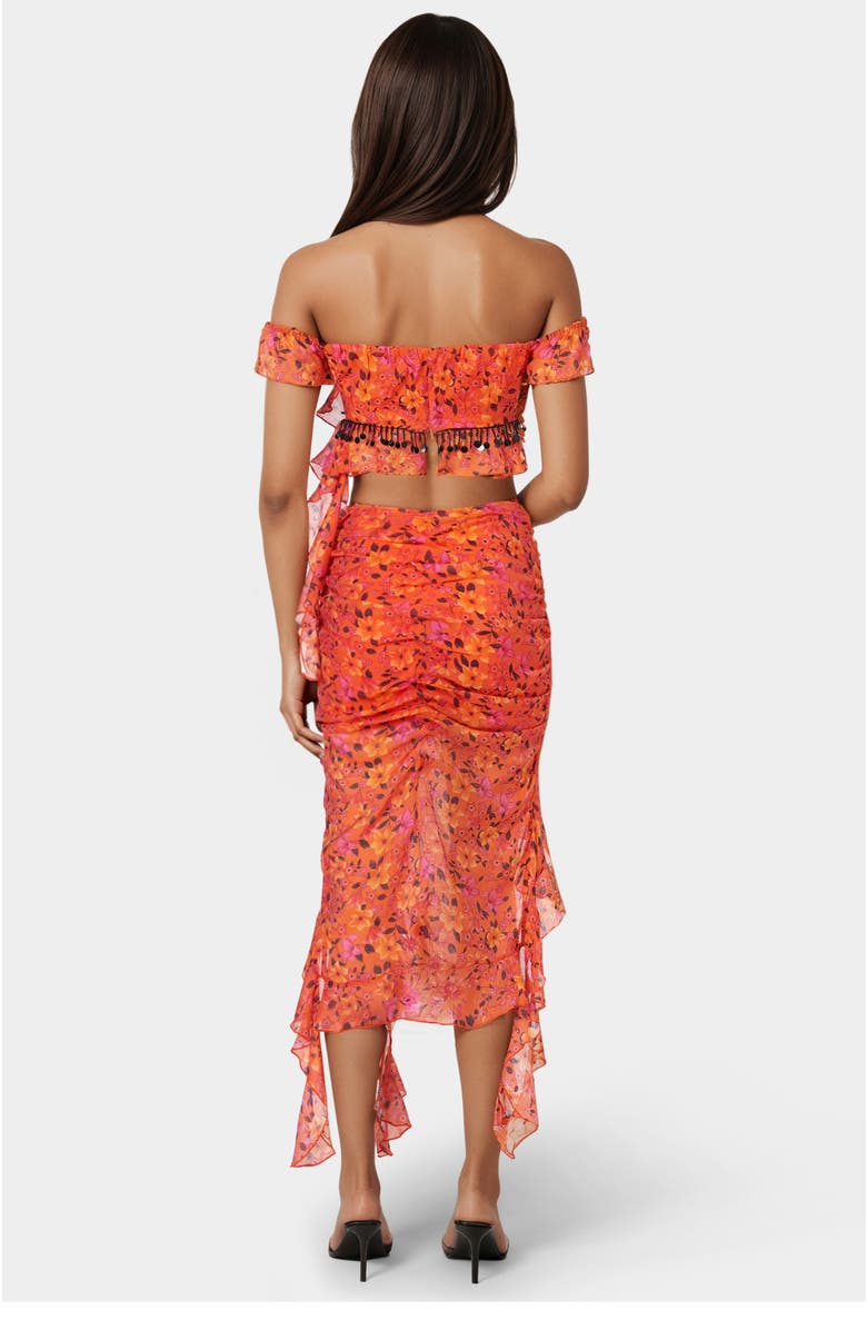 bebe Ruffle Fringe Skirt, Alternate, color, Vibrant Desert Flowers