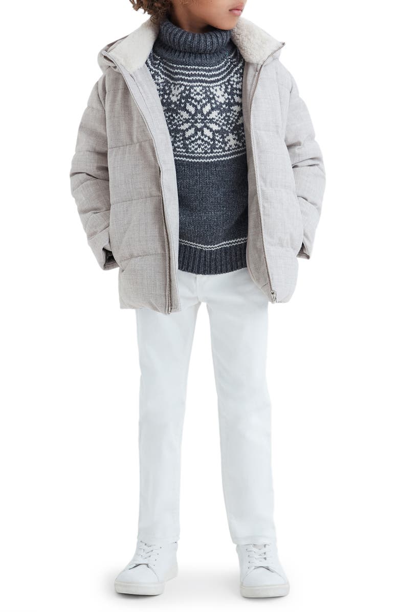 Reiss Disere Jr. Hooded Puffer Coat, Alternate, color, Soft Grey