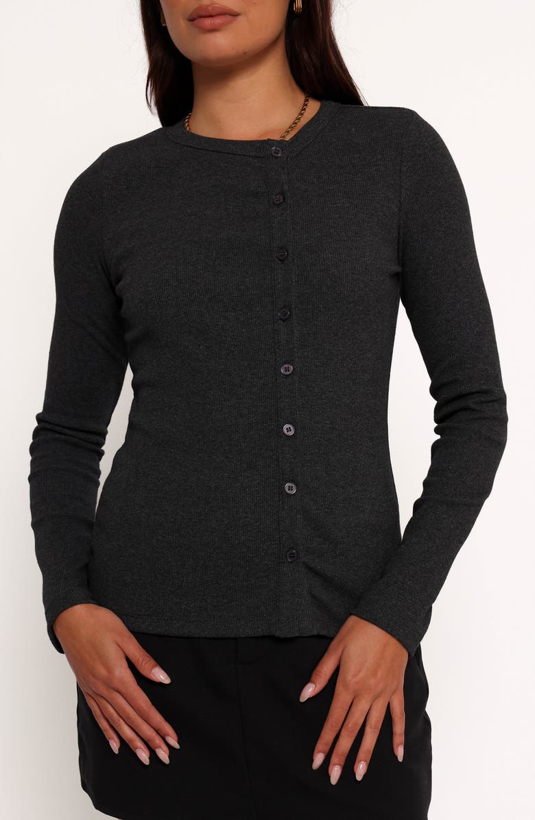 Petal & Pup Jessa Knit Button-Up Shirt, Alternate, color, Charcoal