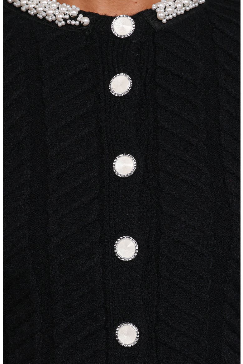 Sheena Rhinestone Button Cardigan, Alternate, color, BLACK